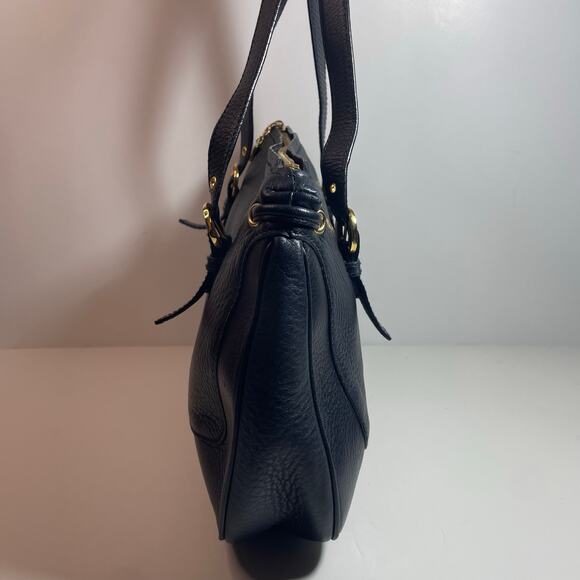 St. John Dark Navy Blue Pebbled Leather Shoulder Bag Handbag Purse - Picture 5 of 11